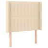 Hoofdbord met randen 103x16x118/128 cm stof crèmekleurig