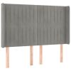 Hoofdbord met randen 147x16x118/128 cm fluweel lichtgrijs