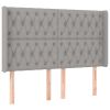 Hoofdbord met randen 147x16x118/128 cm stof lichtgrijs