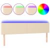 Hoofdbord LED 200x5x78/88 cm stof crèmekleurig