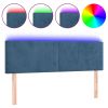 Hoofdbord LED 144x5x78/88 cm fluweel donkerblauw
