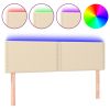 Hoofdbord LED 144x5x78/88 cm stof crèmekleurig