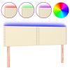 Hoofdbord LED 144x5x78/88 cm kunstleer crèmekleurig
