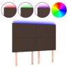 Hoofdbord LED 144x5x118/128 cm kunstleer bruin