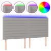 Hoofdbord LED 200x5x118/128 cm stof lichtgrijs