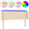 Hoofdbord LED 147x16x78/88 cm stof crèmekleurig