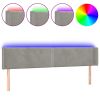 Hoofdbord LED 183x16x78/88 cm fluweel lichtgrijs