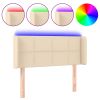 Hoofdbord LED 103x16x78/88 cm stof crèmekleurig