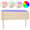 Hoofdbord LED 147x16x78/88 cm stof crèmekleurig