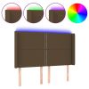 Hoofdbord LED 147x16x118/128 cm stof donkerbruin
