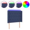Hoofdbord LED 93x16x118/128 cm stof blauw