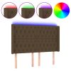 Hoofdbord LED 147x16x118/128 cm stof donkerbruin