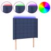 Hoofdbord LED 83x16x118/128 cm stof blauw