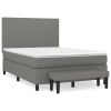 Boxspring met matras stof donkergrijs 140x200 cm