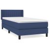 Boxspring met matras stof blauw 90x200 cm