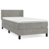 Boxspring met matras fluweel lichtgrijs 90x190 cm