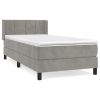 Boxspring met matras fluweel lichtgrijs 100x200 cm