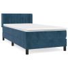 Boxspring met matras fluweel donkerblauw 90x200 cm