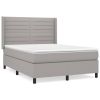 Boxspring met matras stof lichtgrijs 140x190 cm
