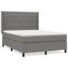 Boxspring met matras stof donkergrijs 140x200 cm
