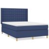 Boxspring met matras stof blauw 140x190 cm