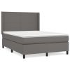 Boxspring met matras kunstleer grijs 140x190 cm