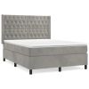 Boxspring met matras fluweel lichtgrijs 140x190 cm