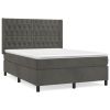 Boxspring met matras fluweel donkergrijs 140x200 cm