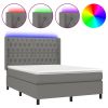 Boxspring met matras en LED stof donkergrijs 140x190 cm