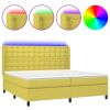 Boxspring met matras en LED stof groentje 200x200 cm