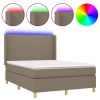 Boxspring met matras en LED stof taupe 140x190 cm