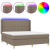 Boxspring met matras en LED stof taupe 180x200 cm