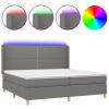 Boxspring met matras en LED stof donkergrijs 200x200 cm