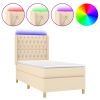 Boxspring met matras en LED stof crèmekleurig 100x200 cm