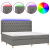 Boxspring met matras en LED stof donkergrijs 200x200 cm