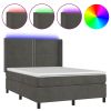 Boxspring met matras en LED fluweel donkergrijs 140x190 cm