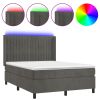 Boxspring met matras en LED fluweel donkergrijs 140x200 cm