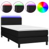 Boxspring met matras en LED stof zwart 90x190 cm