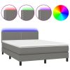 Boxspring met matras en LED stof donkergrijs 140x190 cm