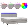 Boxspring met matras en LED stof lichtgrijs 180x200 cm