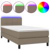 Boxspring met matras en LED stof taupe 100x200 cm
