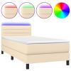 Boxspring met matras en LED stof crèmekleurig 80x200 cm