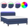 Boxspring met matras en LED stof blauw 140x190 cm