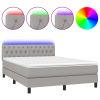 Boxspring met matras en LED stof lichtgrijs 140x200 cm