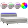 Boxspring met matras en LED stof lichtgrijs 160x200 cm