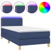 Boxspring met matras en LED stof blauw 100x200 cm