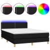 Boxspring met matras en LED stof zwart 140x190 cm