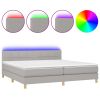 Boxspring met matras en LED stof lichtgrijs 200x200 cm
