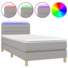 Boxspring met matras en LED stof lichtgrijs 90x190 cm
