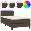 Boxspring met matras en LED kunstleer bruin 80x200 cm